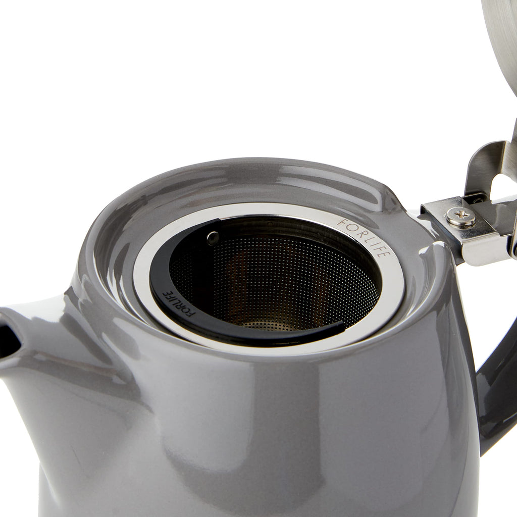Forlife Stump Teapot with Infuser | 18 oz Ceramic Tea Pot - Grey