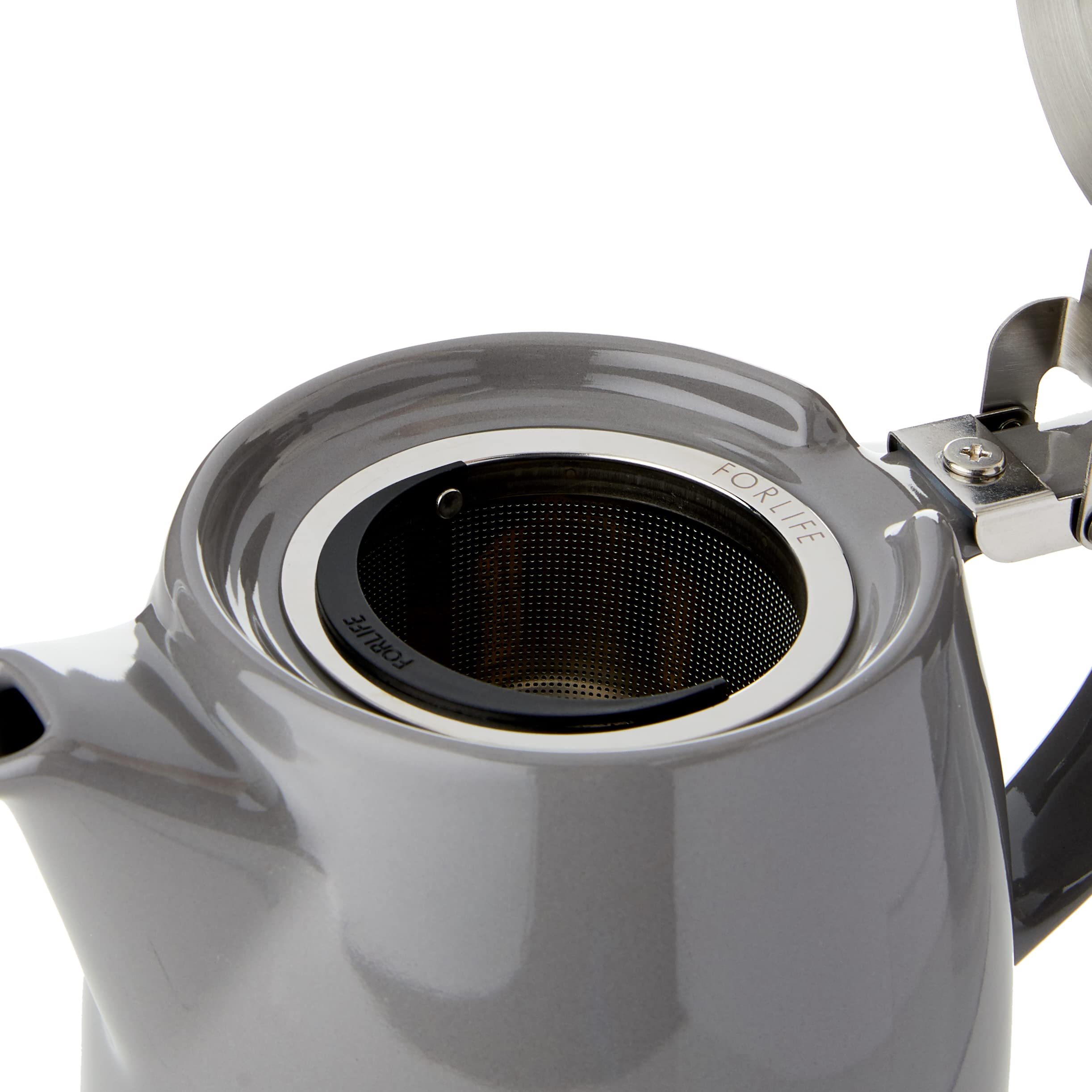 Forlife Stump Teapot with Infuser | 18 oz Ceramic Tea Pot - Grey
