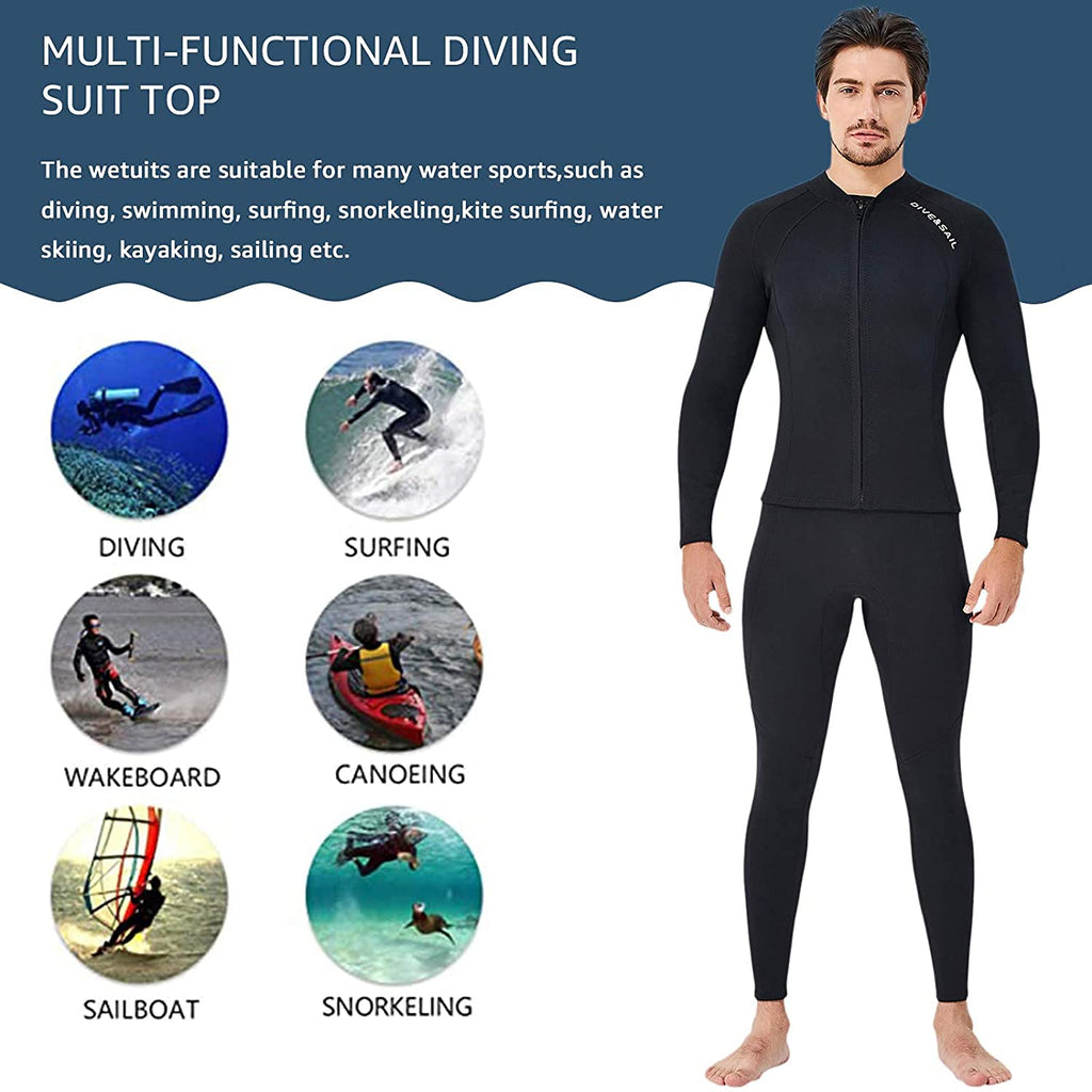 EUPTE 2mm Neoprene Wetsuit Jacket | Men's Long Sleeve UV Protection Top