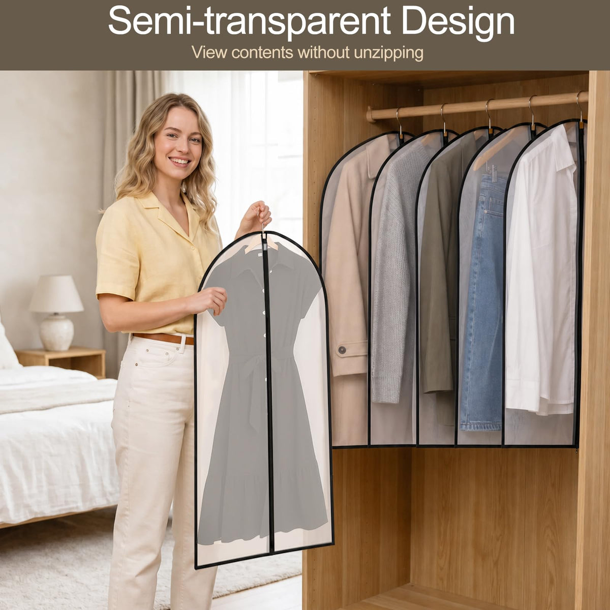Pwsap 40in Garment Bags 6 Pack Clothing Covers Translucent Suit Bag - image 3