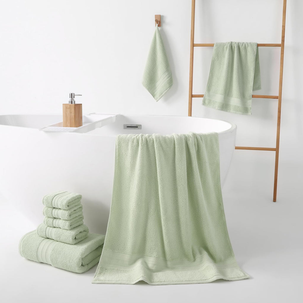 REDKISS 8 Piece Sage Green Towels Set with Hanging Loop-Quick Drying & Soft - image 3