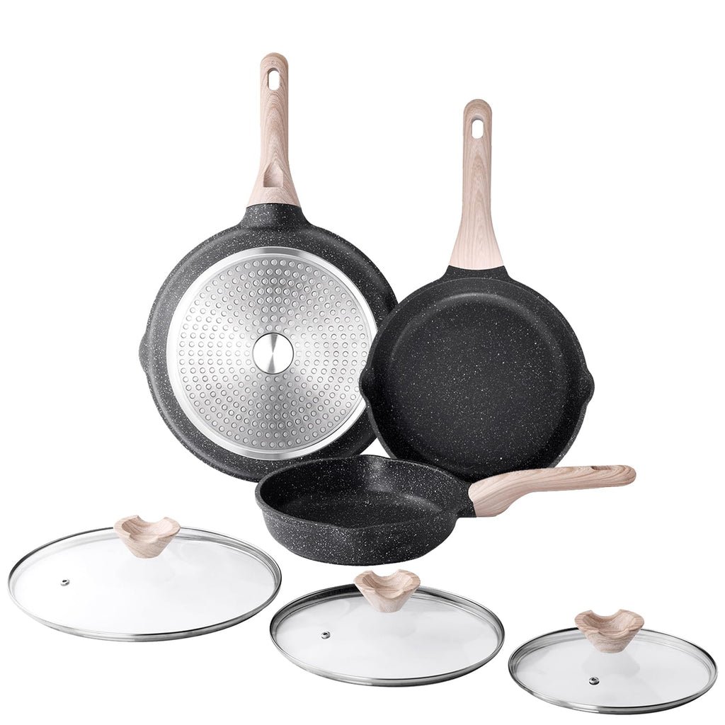 Kordisen Nonstick Frying Pan Set with Lids | 3-Piece Induction Skillet