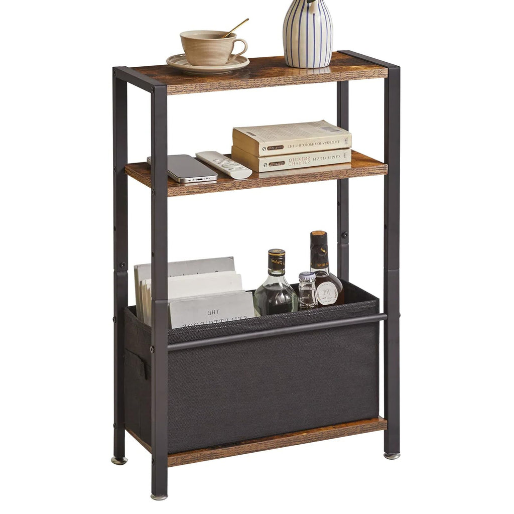 Aibiju Narrow Side Table – 3-Tier Slim End Table with Storage Basket