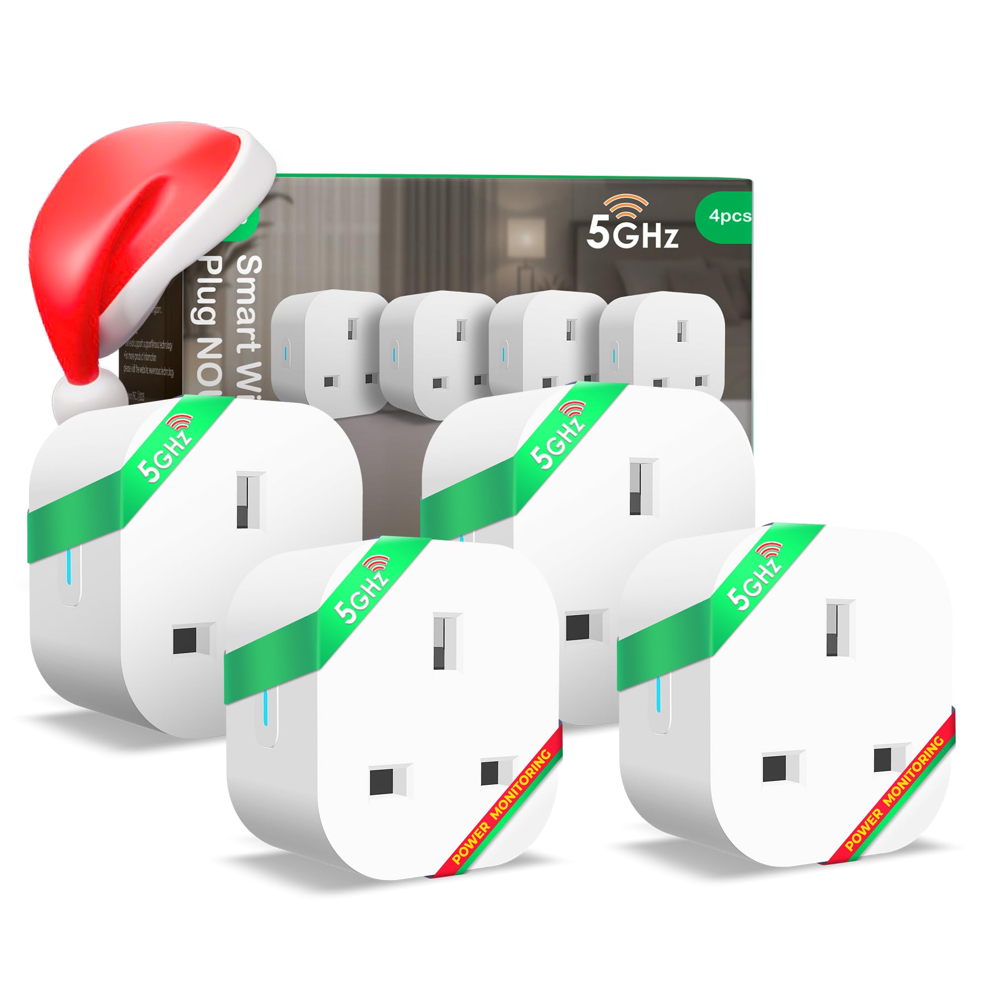 NOUS A10 Smart WiFi Plug with Energy Monitoring - UK 3-Pin, 4 Pack