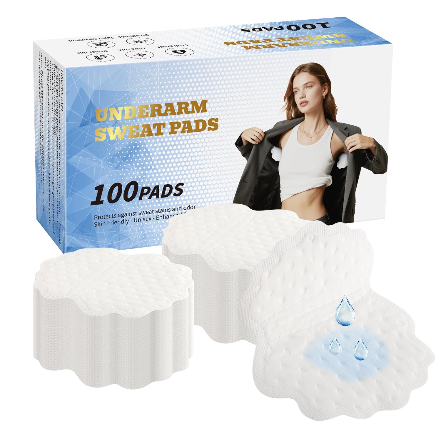 Underarm Sweat Pads – 100 Pcs Invisible Absorbent Guards