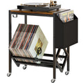 EKNITEY Vinyl Record Player Stand | Turntable Table with Wheels & Storage