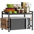 EKNITEY Extendable Microwave Oven Rack | 2-Tier Adjustable Kitchen Shelf