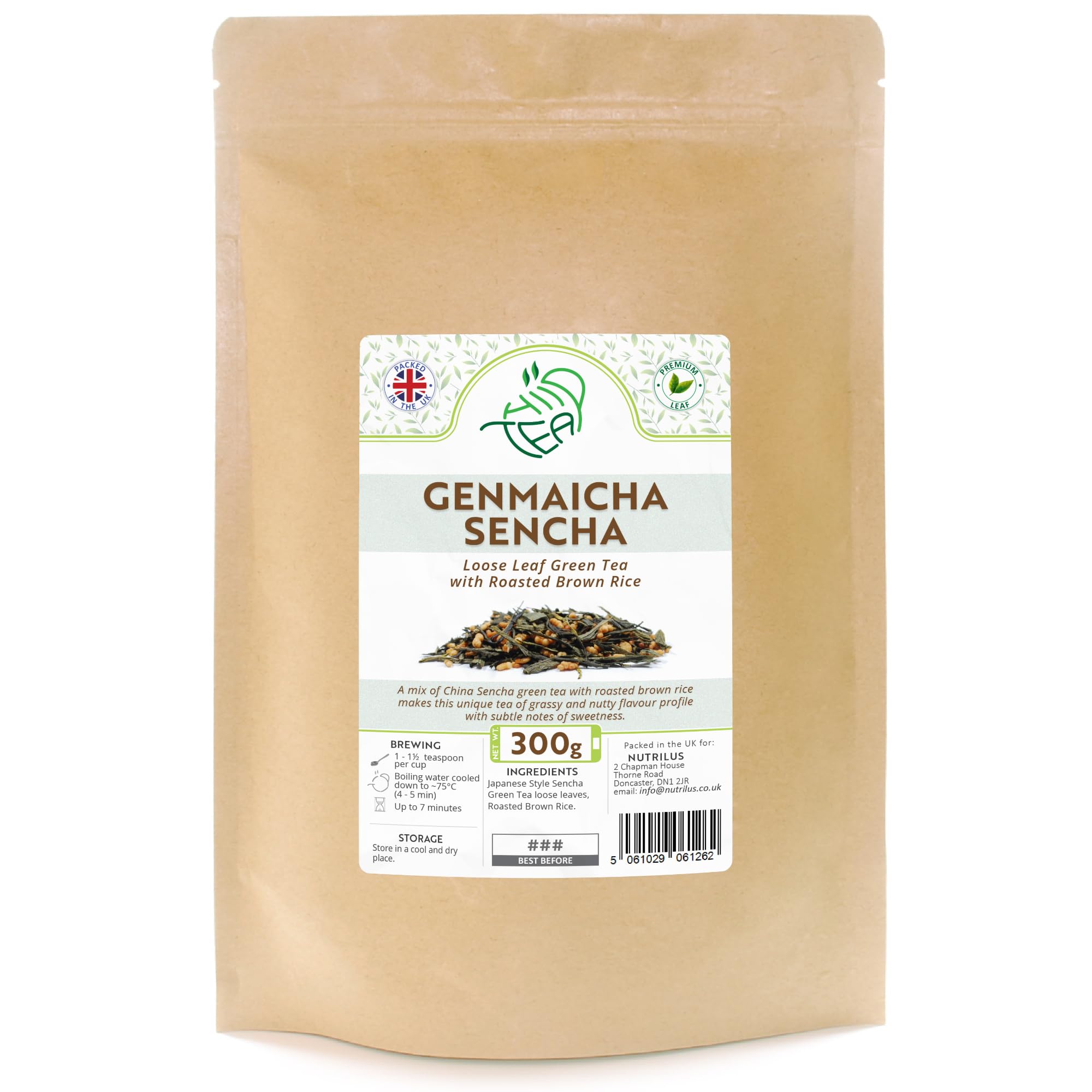 Genmaicha Sencha Green Tea – Roasted Brown Rice (300g)