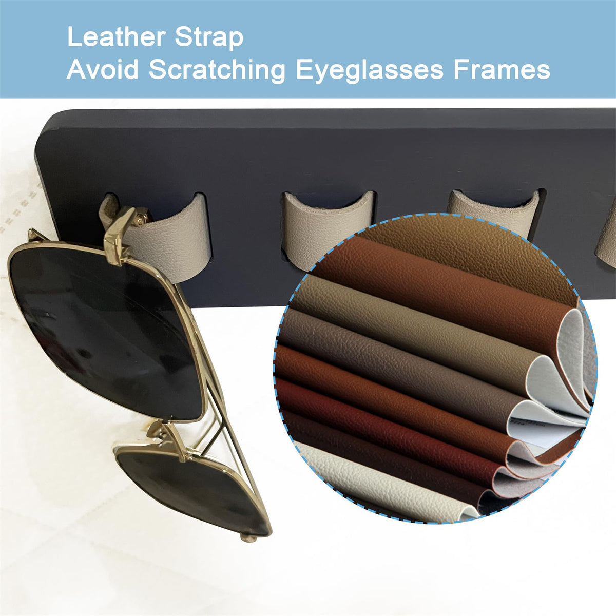 FINDAMAZE Wooden Sunglasses Organizer - Wall Mounted Sunglasses Rack/Stand - Display for Men or Women, Home Decor Gray-1pcs-long