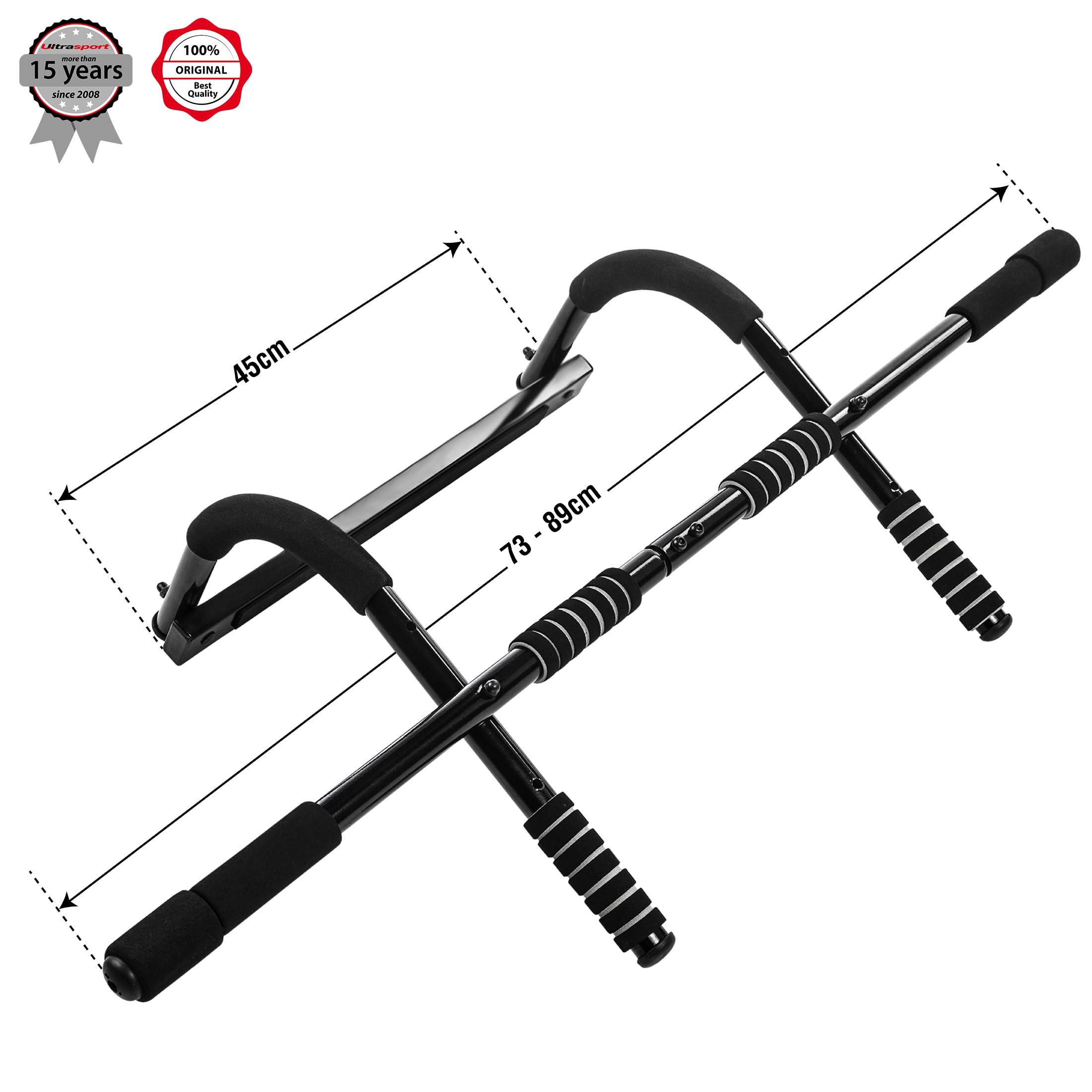 Ultrasport 4-in-1 Door Pull-Up Bar – Steel Upper Body Trainer, Black