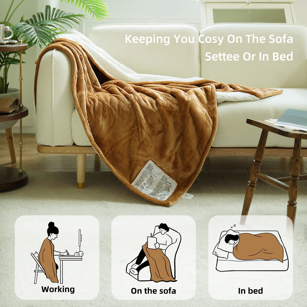 GOTCOZY Heated Blanket Electric Throw – Silky Plush 130x160cm (Green)