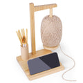 Aeelike Magnetic Wooden Yarn Holder with Phone Stand and Hook Storage
