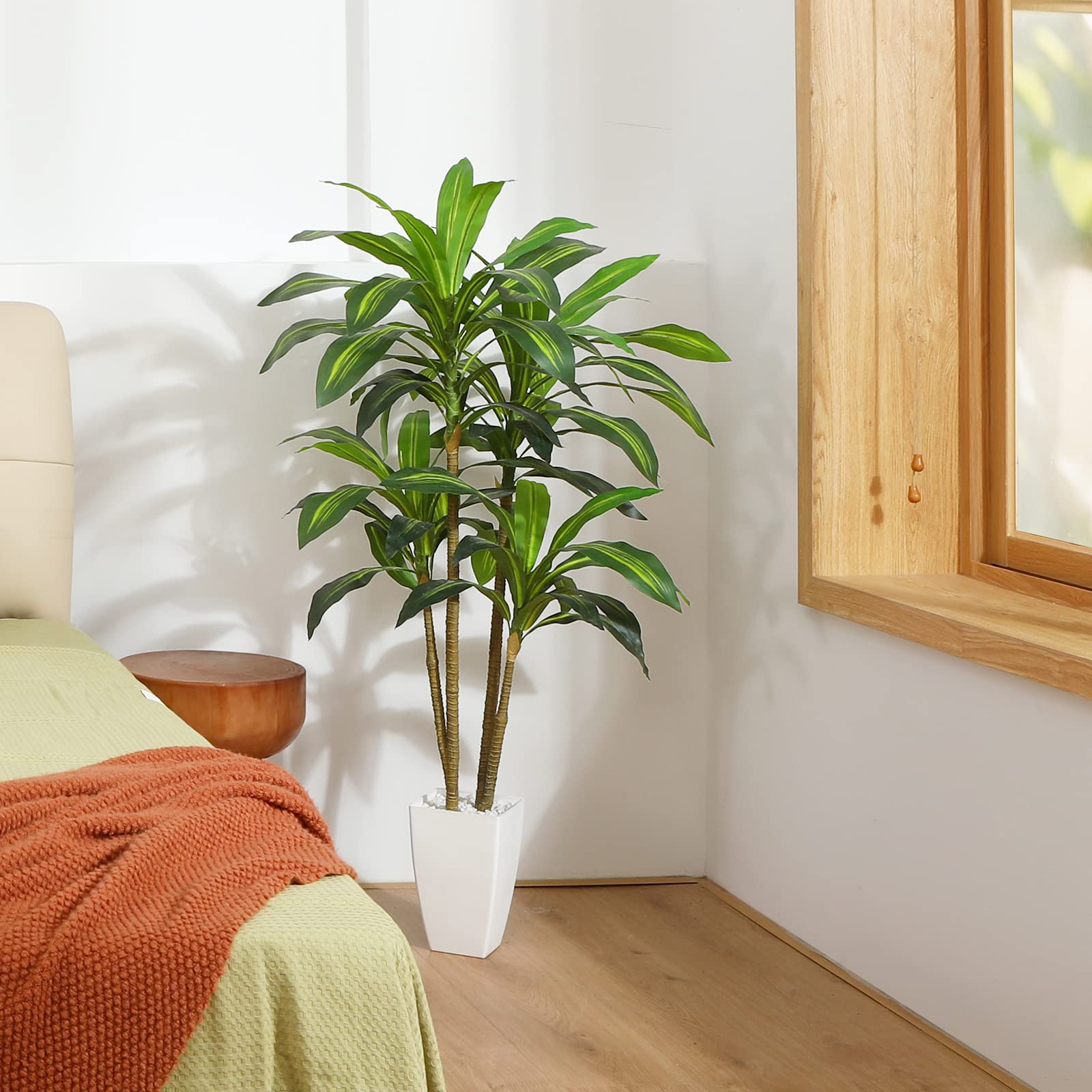 Fopamtri 120cm Artificial Dracaena Tree | 74 Leaves Faux Indoor Plant