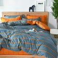 FANSU King Duvet Set | 4-Piece Orange & Grey Microfiber Bedding Set