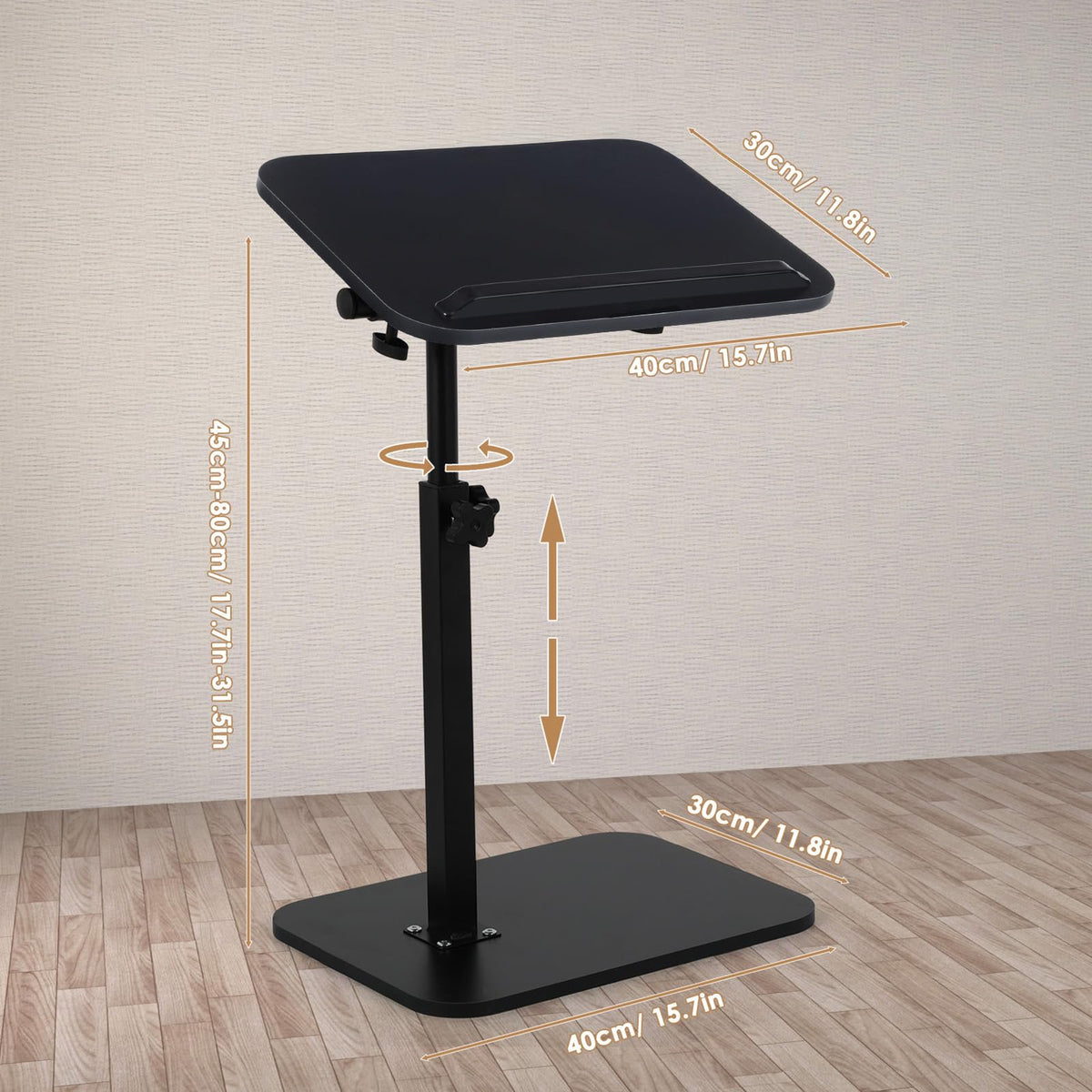 comfoyar C Shaped Side Table Adjustable Height, 360° Swivel 180° Flip Bedside Table with Slat for Sofa Bathtub - image 2