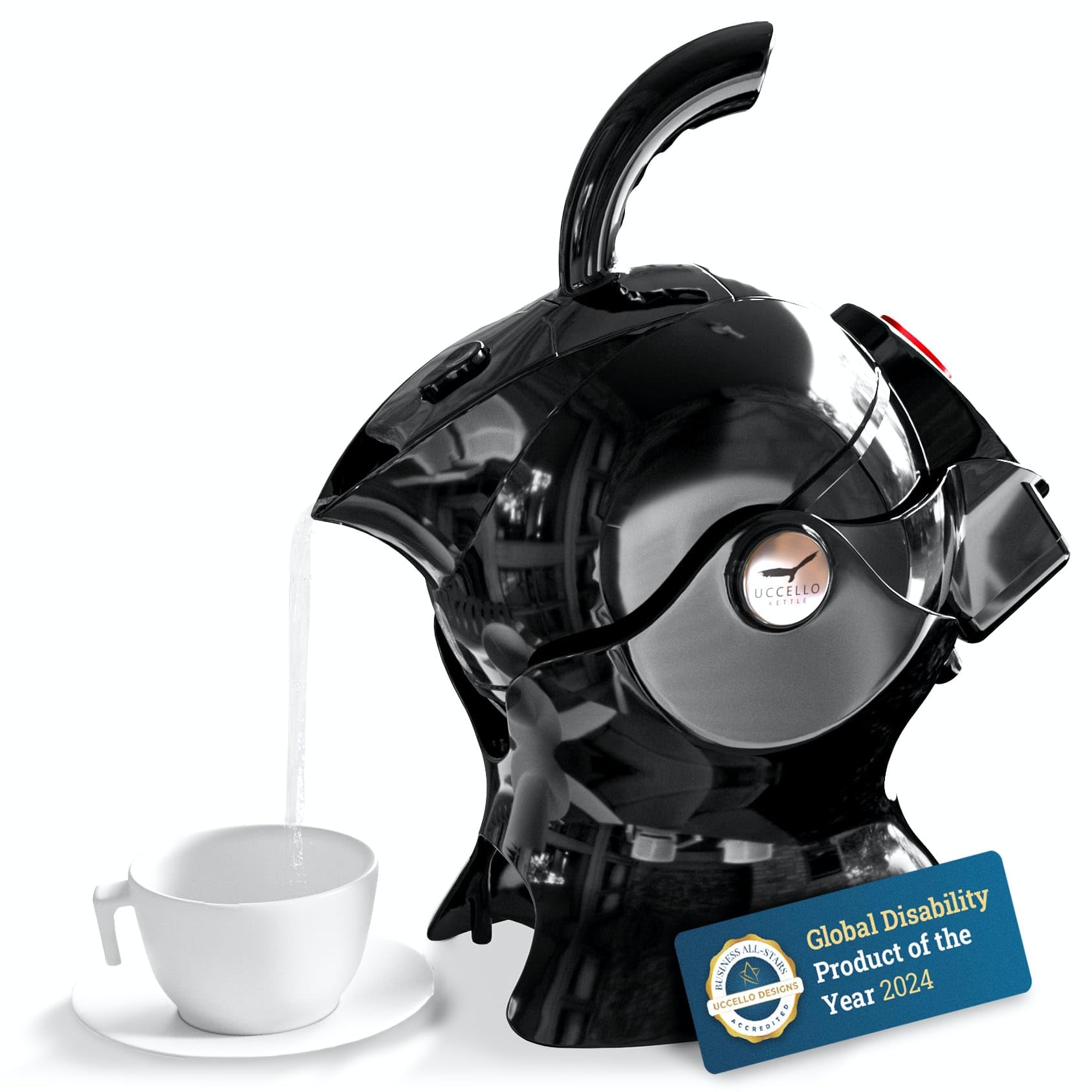 Uccello Electric Safety Kettle - 1.5L Tipping Base Aid for Seniors