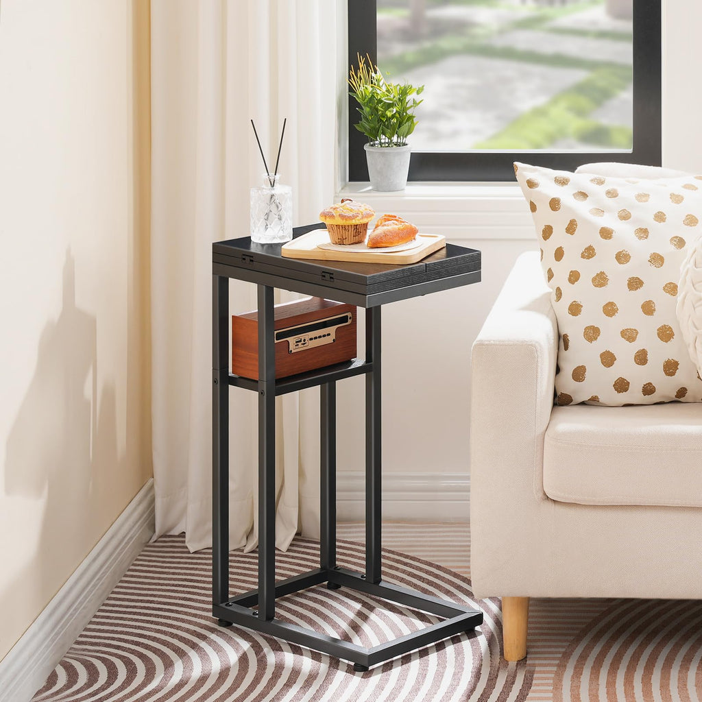 HOOBRO C Shaped Side Table, Foldable Sofa Side Table, Bedside Snack Tables, Laptop Holder Table for Sofa, Small Spaces, Small Coffee Tables - image 4