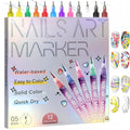 Jolof Store 12 Color Nail Art Pens Set | 0.5mm Quick Dry Graffiti Markers