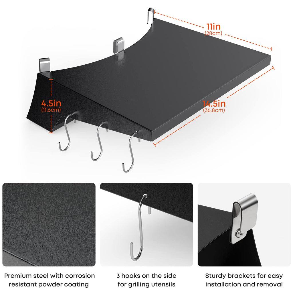 Onlyfire BBQ Side Table for 57cm Weber Kettle Grill | Steel Shelf
