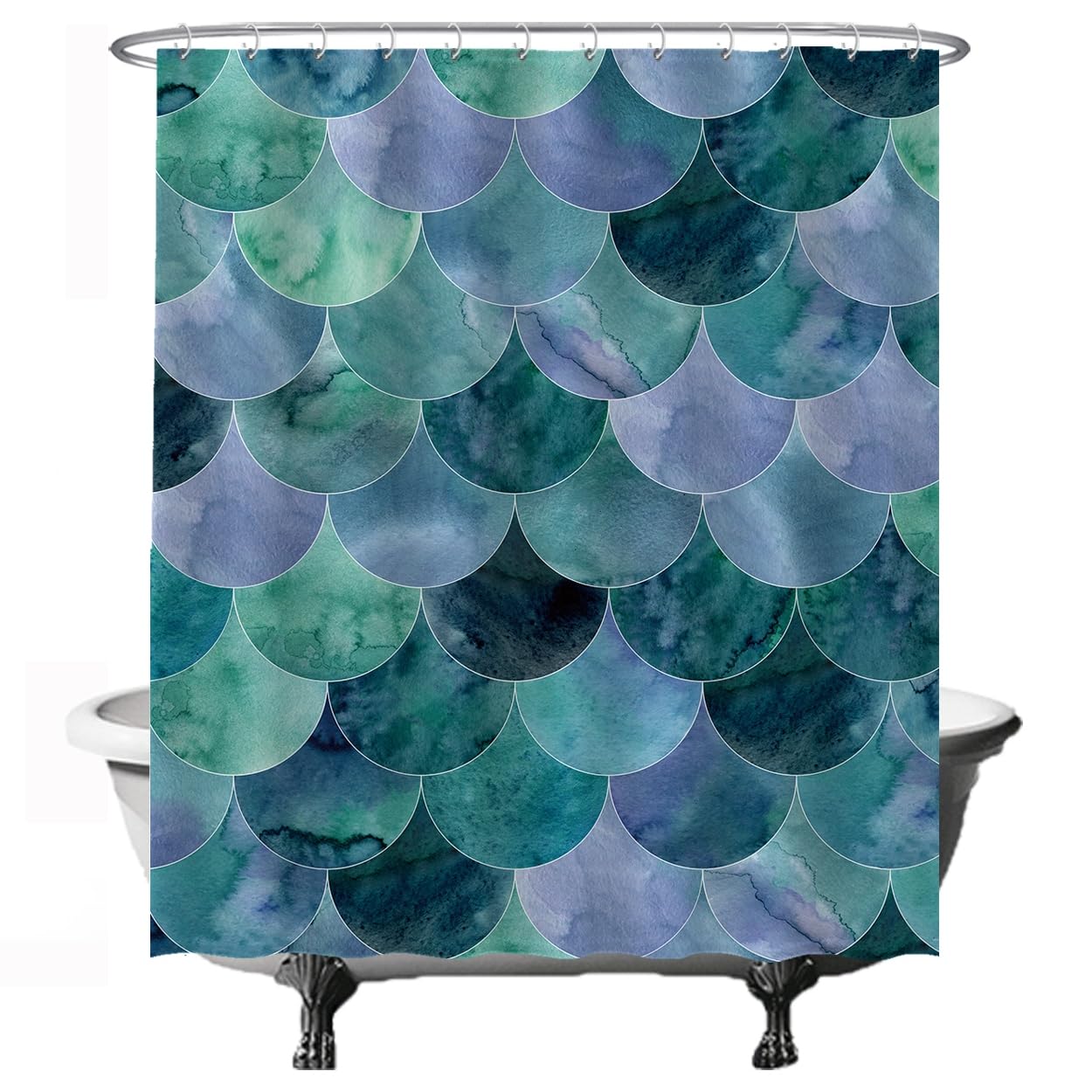 Ulticool Mermaid Scales Shower Curtain | 180x200cm Anti-Mould Blue