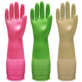 WAHALAA Rubber Dishwashing Gloves | 15" Long Cuff Reusable 3-Pack