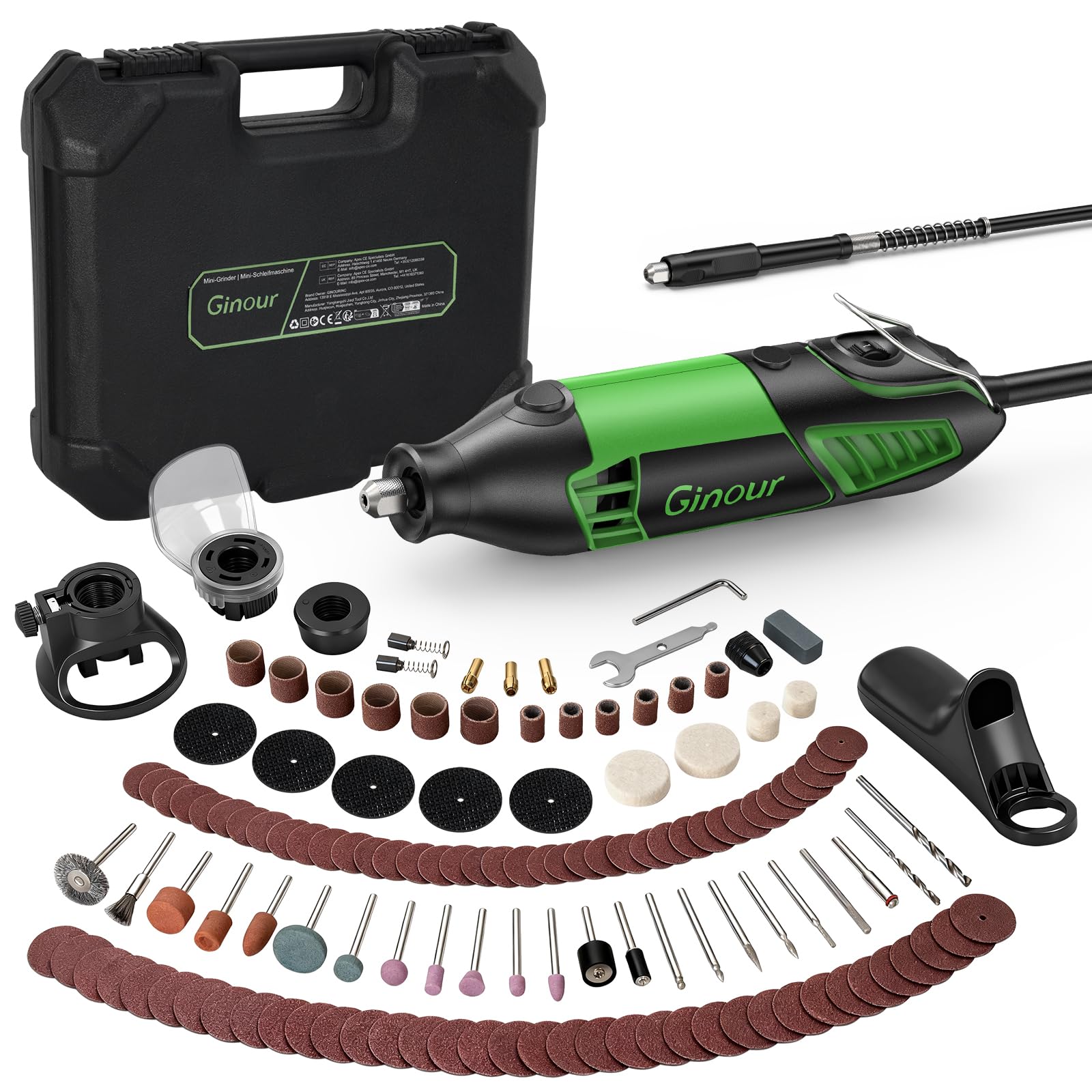 Ginour 200W Rotary Tool Kit | 6-Speed Multi Tool with 135 Accessories