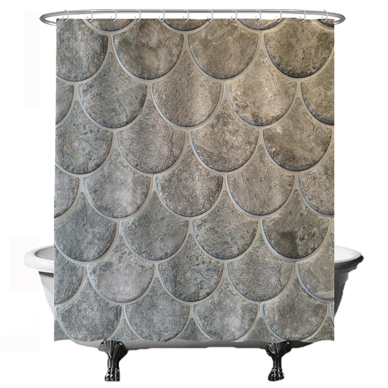 Ulticool Grey Scales Waves Shower Curtain – 180x200cm Anti-Mould Polyester
