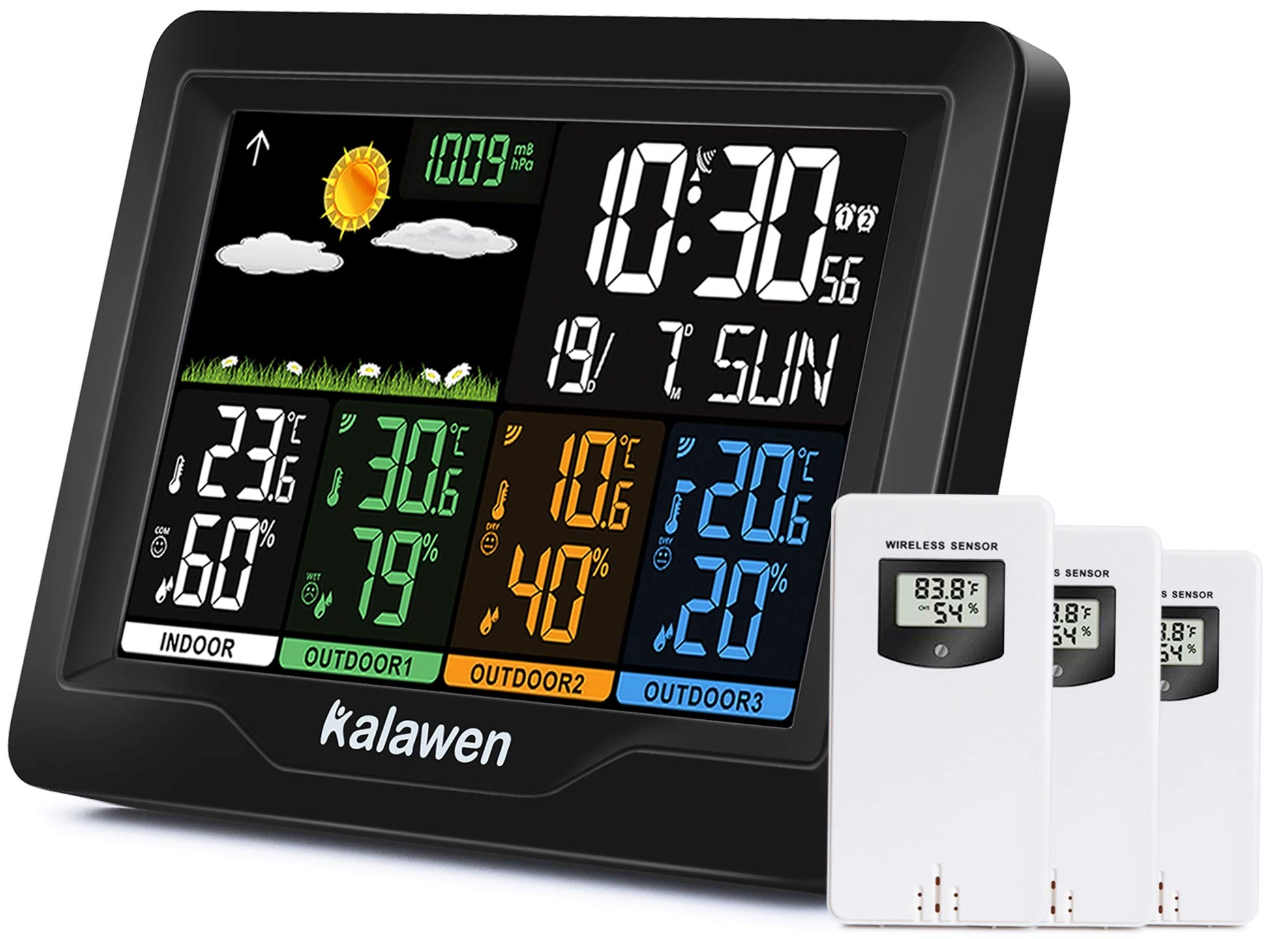 Kalawen Weather Station with 3 Outdoor Sensors | MSF Wireless Barometer