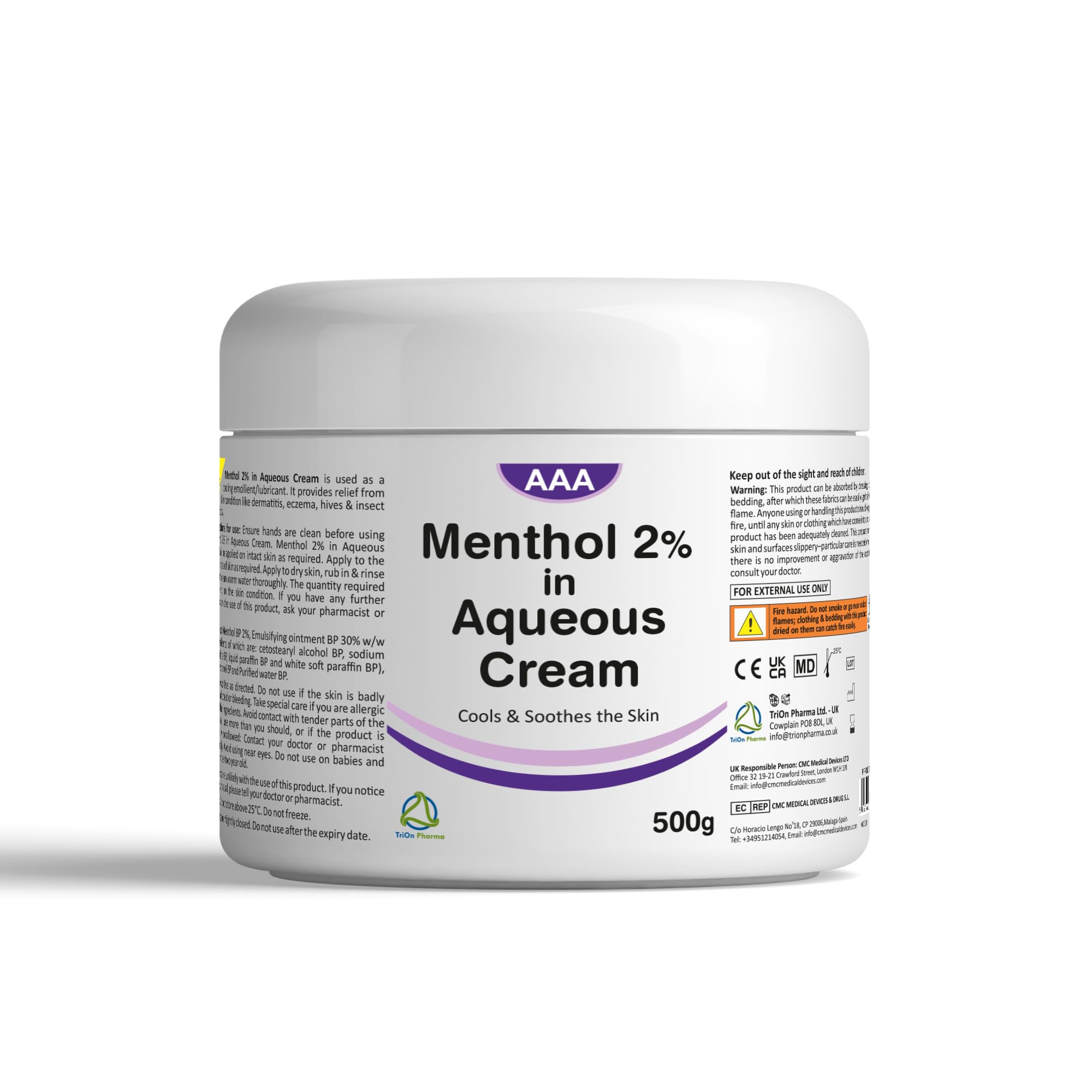 Aqueous Cream with 2% Menthol – Cooling Eczema Relief 500g