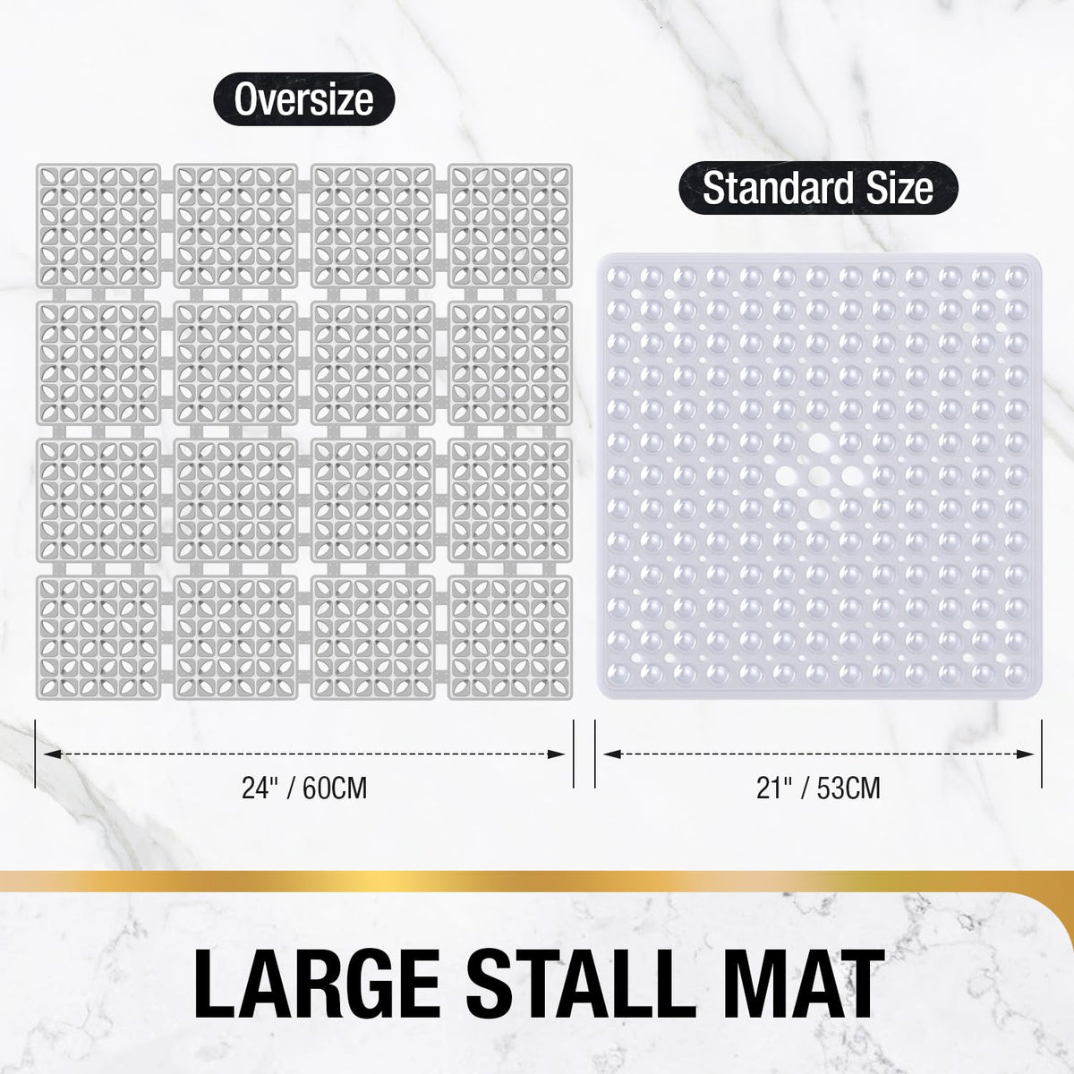 HITSLAM Square Shower Mat Non Slip Anti Mould, 60 x 60 cm Cut to Fit No Odor Soft TPE Bath Mat with Suction Cups and Drain Holes - image 2