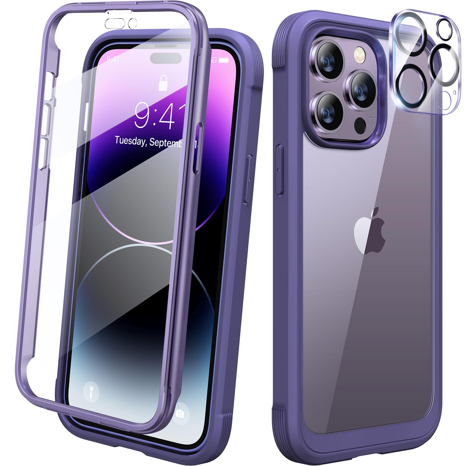 Diaclara iPhone 14 Pro Max Case - Full Body Rugged Cover, Royal Purple