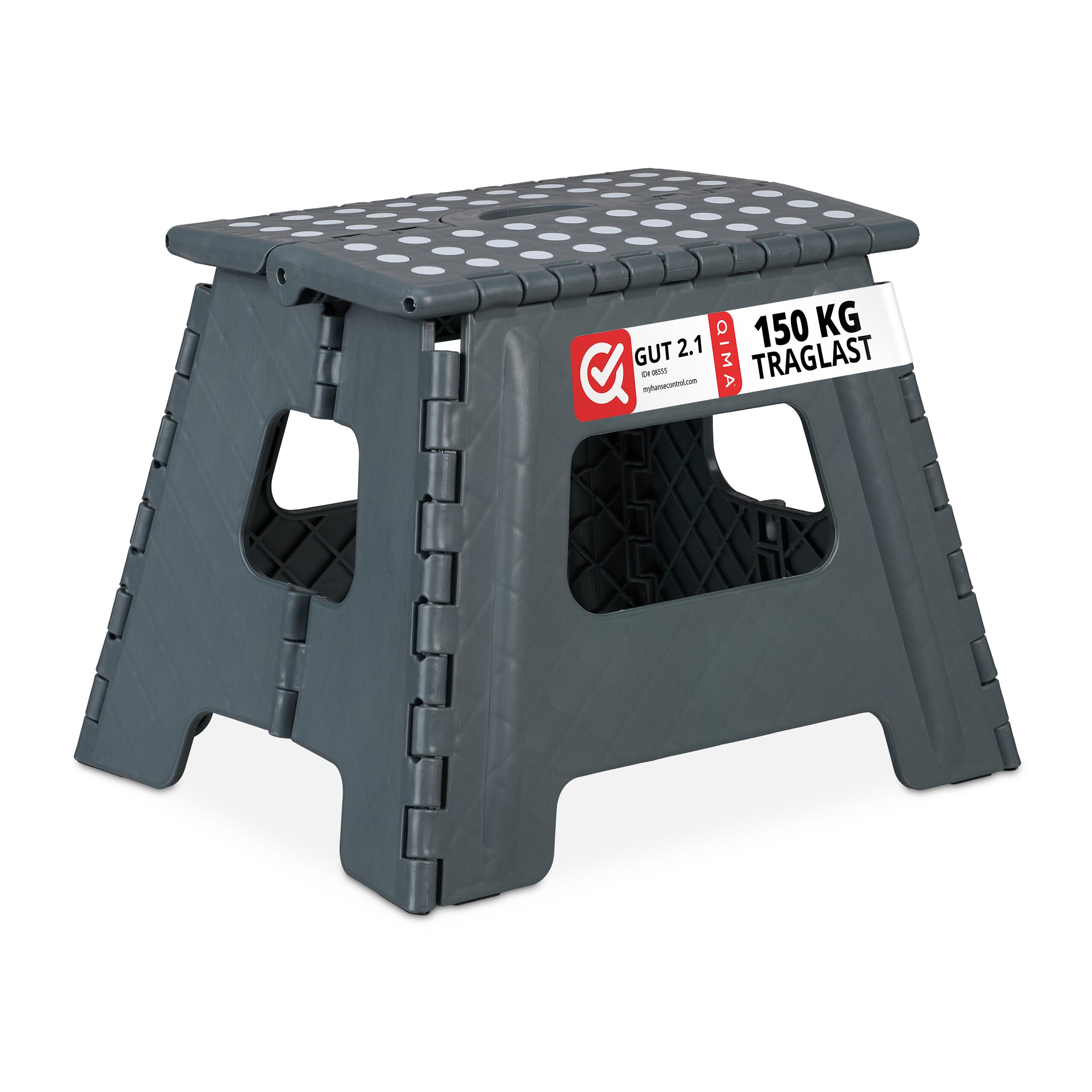 Relaxdays Folding Step Stool | 32.5cm Portable Plastic Kids Stool - Grey