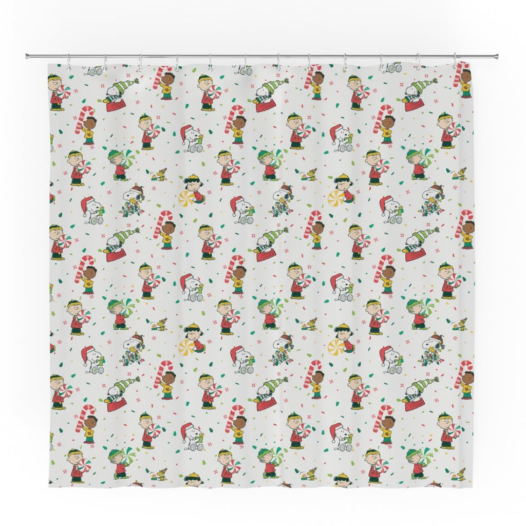 Franco Peanuts Holiday Christmas Bath Microfiber Shower Curtain, 72x72, Officially Licensed Product - image 1