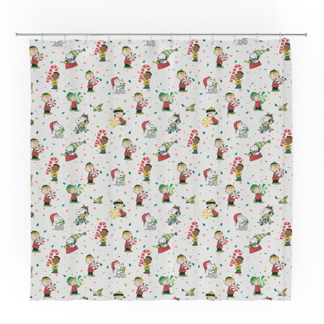 Franco Peanuts Holiday Christmas Bath Microfiber Shower Curtain, 72x72, Officially Licensed Product - image 1