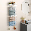 ZDDLOINP Wall Mounted Towel Rack with Metal Shelf and 4 Hooks – White