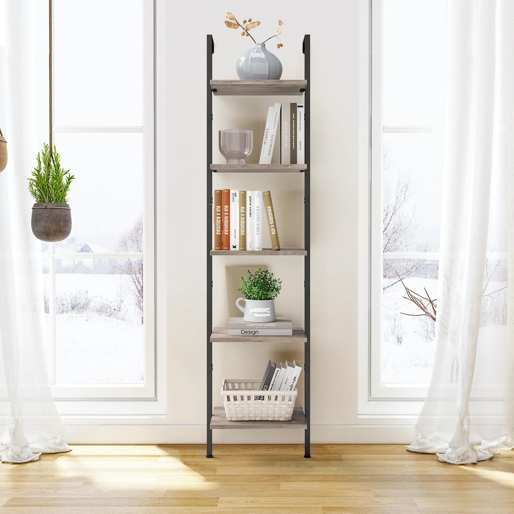 ELYKEN Slim Leaning Ladder Shelf Wall Mounted Wooden Narrow Shelf Unit - image 5