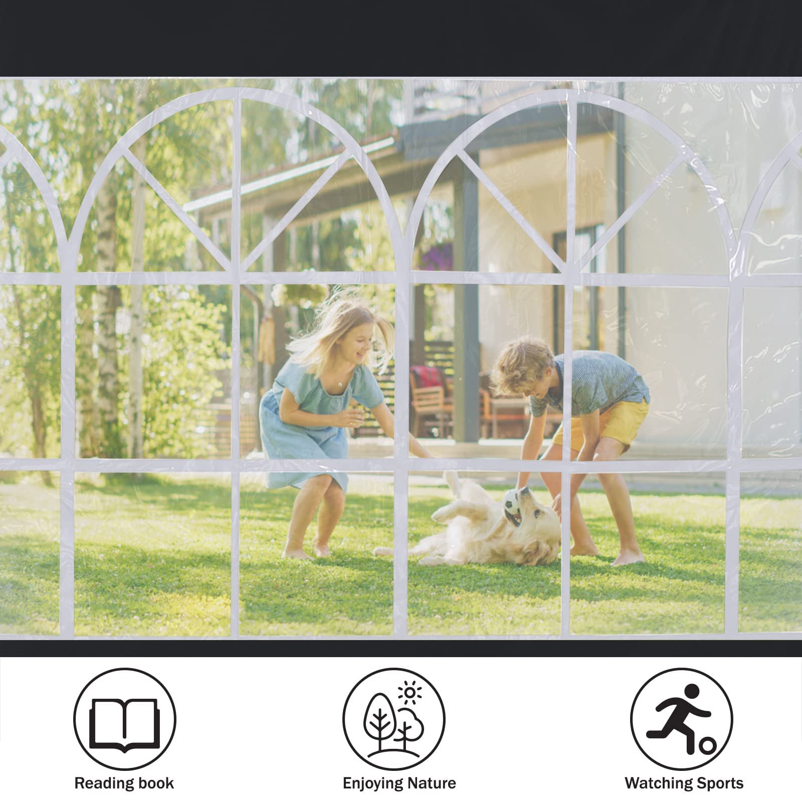 ABCCANOPY 3M Gazebo Sidewalls | 2-Pack Waterproof Window Panels, Black