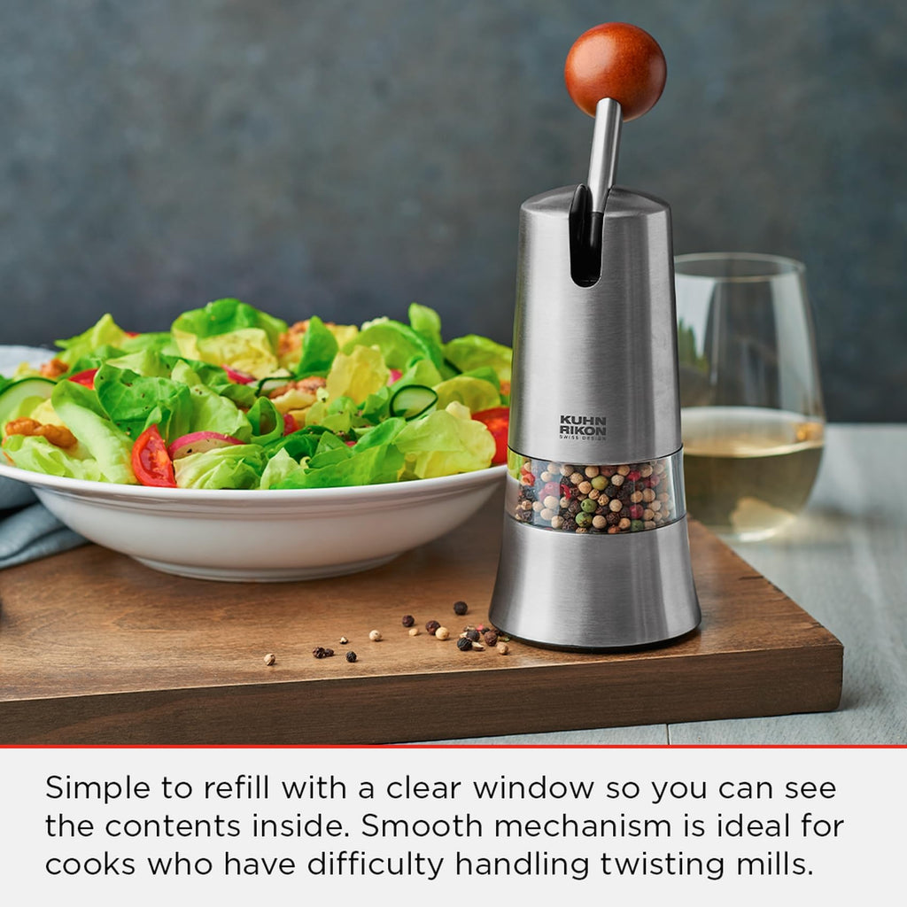 Kuhn Rikon Ratchet Spice Grinder – Stainless Steel Salt & Pepper Mill