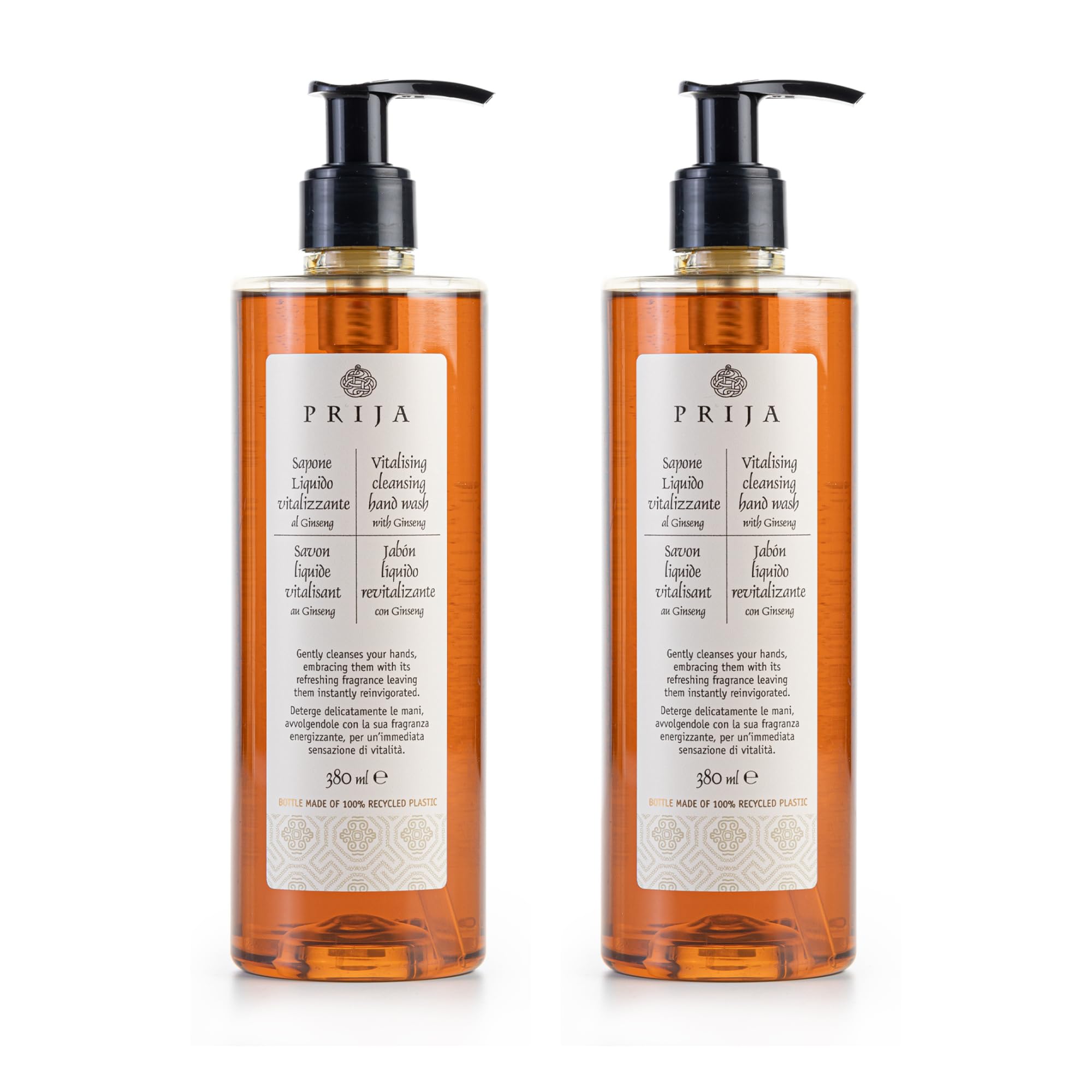 Prija Vitalising Hand Wash – Ginseng Extract Vegan Liquid Soap, 380ml