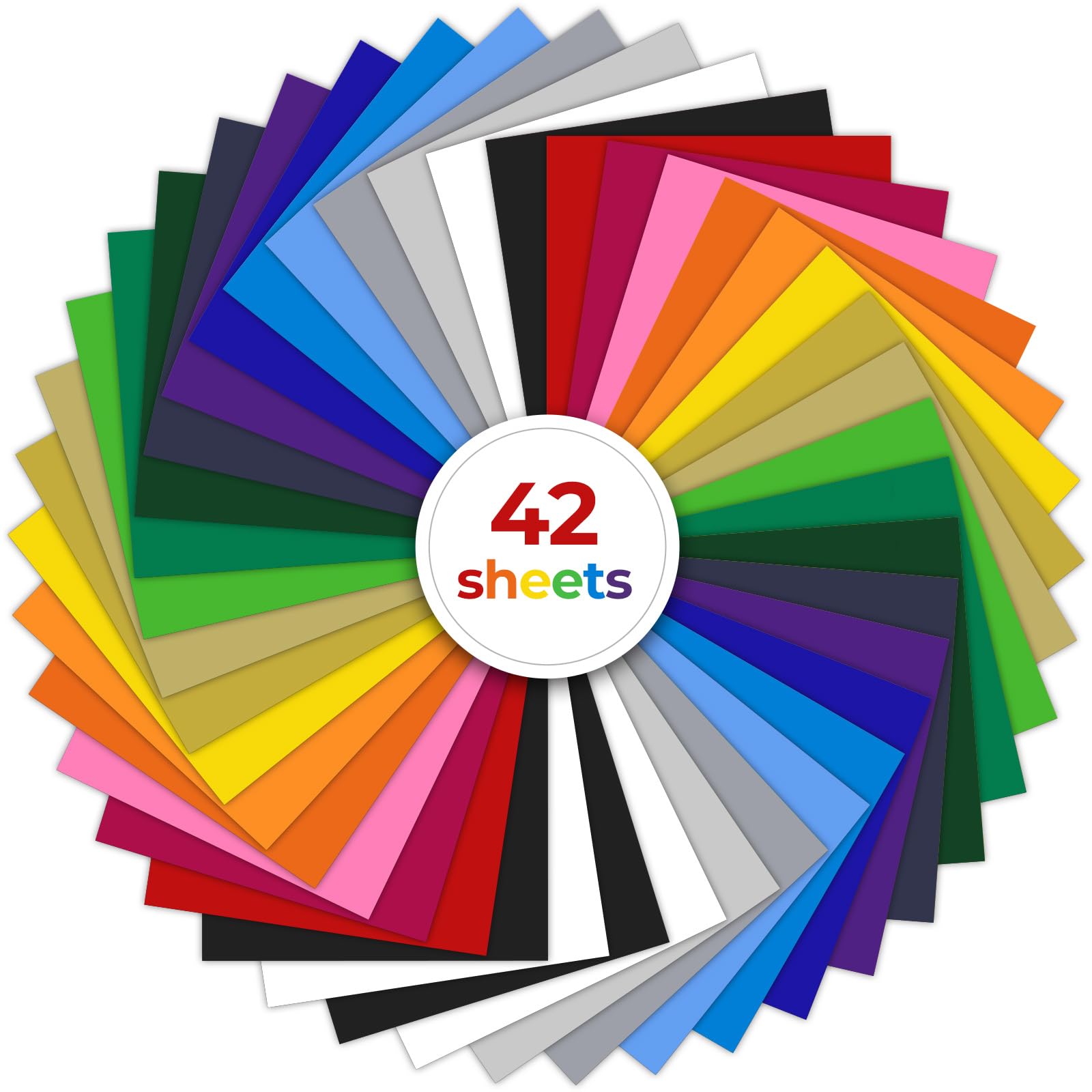 Ohuhu Heat Transfer Vinyl - 42 Pack HTV Iron on Sheets for T-Shirts, 12x10"