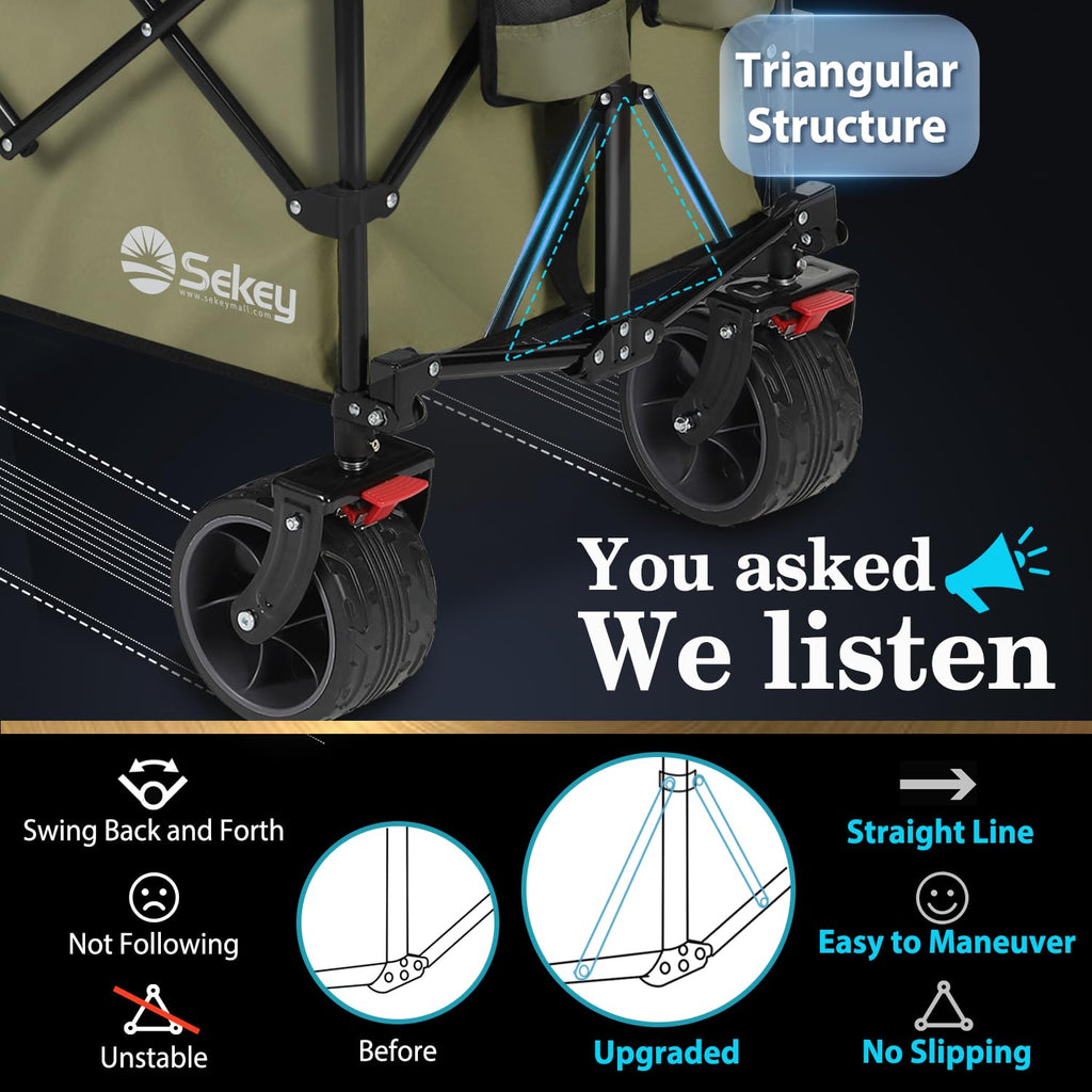 Sekey 200L Folding Festival Trolley | Heavy-Duty All-Terrain Beach Wagon