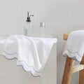 Peri Home Cotton Hand Towel – Embroidered Blue Scallop Edge, 500 GSM