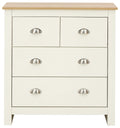 GFW Lancaster 4 Drawer Chest | Wooden Bedroom Storage Unit - Oak & Cream