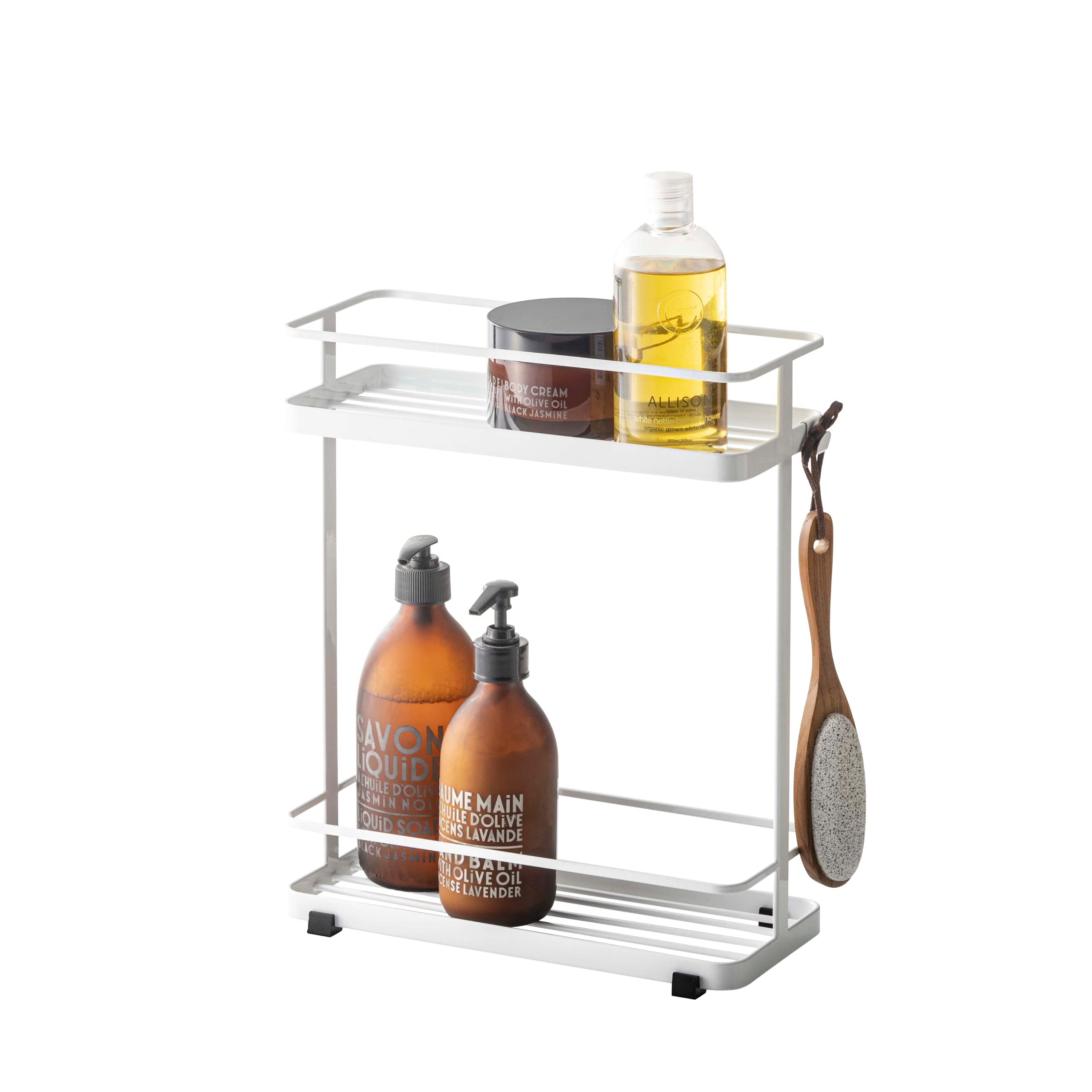 Yamazaki Tower 2-Tier Bathroom Dispenser Rack – White Steel Caddy