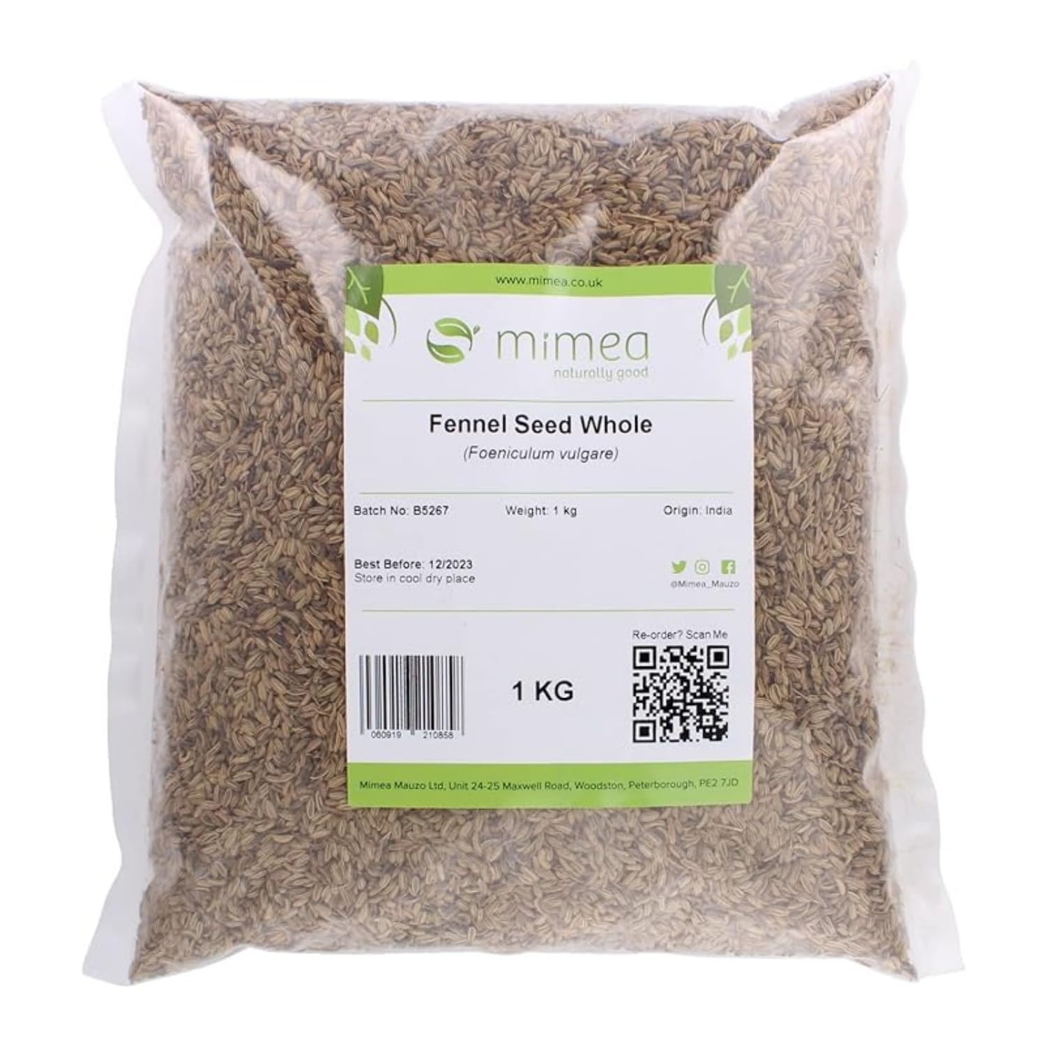 Mimea Whole Fennel Seeds – 1kg Bulk Natural Culinary Spice for Cooking