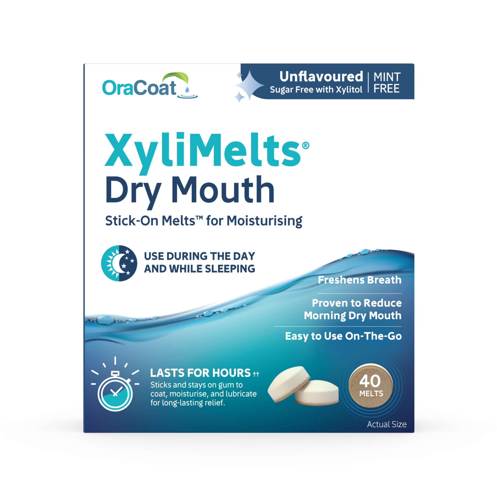OraCoat XyliMelts Dry Mouth Relief – Mint Free Xylitol Lozenges, 40 Count