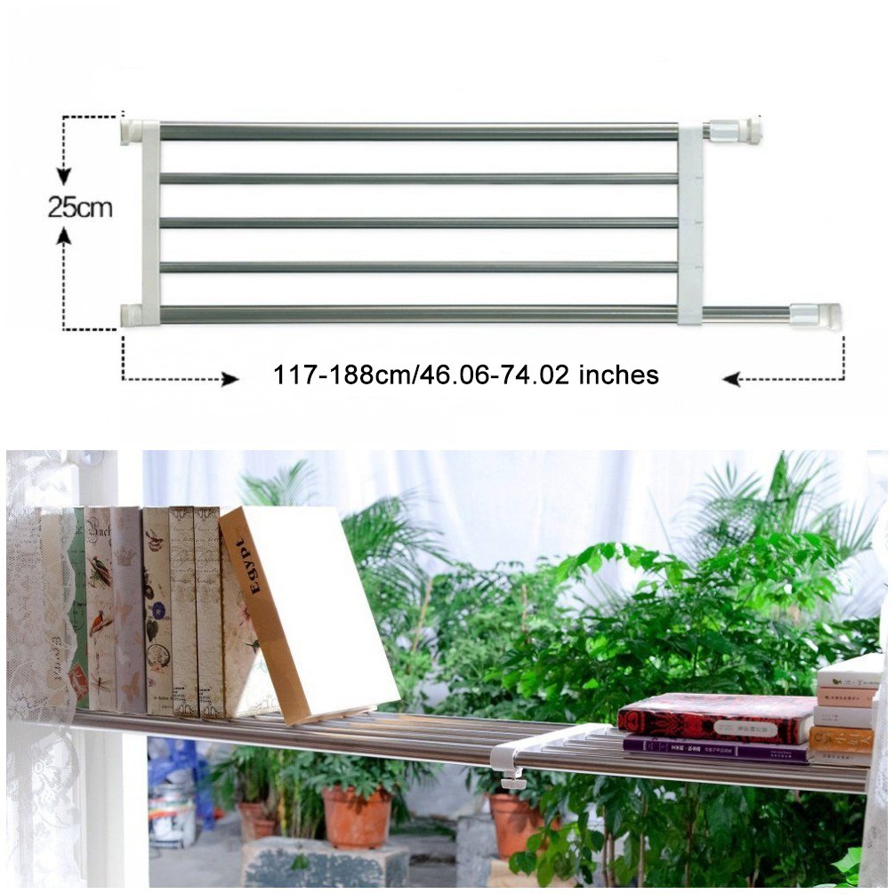 BAOYOUNI Expandable Wardrobe Tension Shelf – Adjustable Metal Closet Organizer