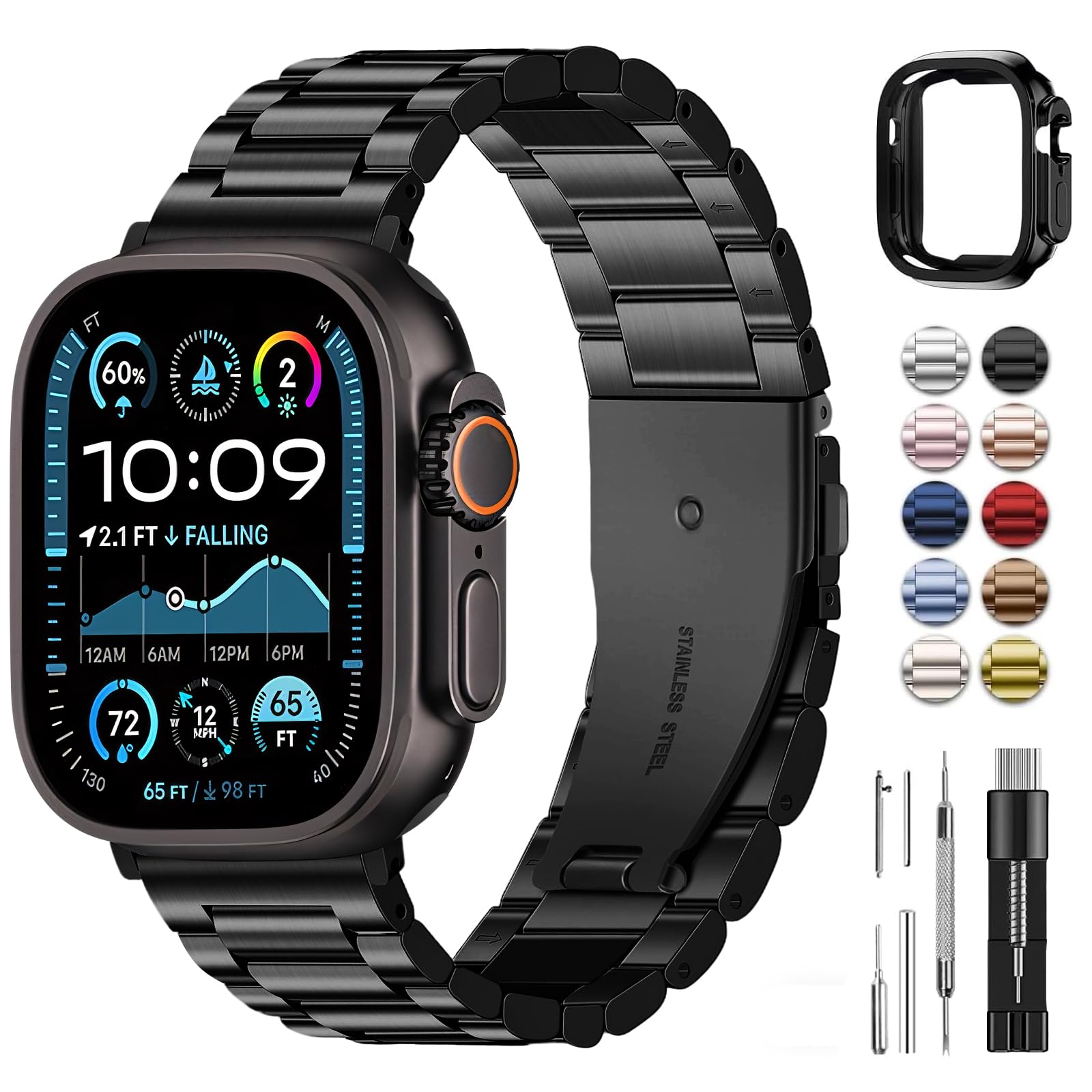 Fullmosa Stainless Steel Band for Apple Watch Ultra 49mm with Case