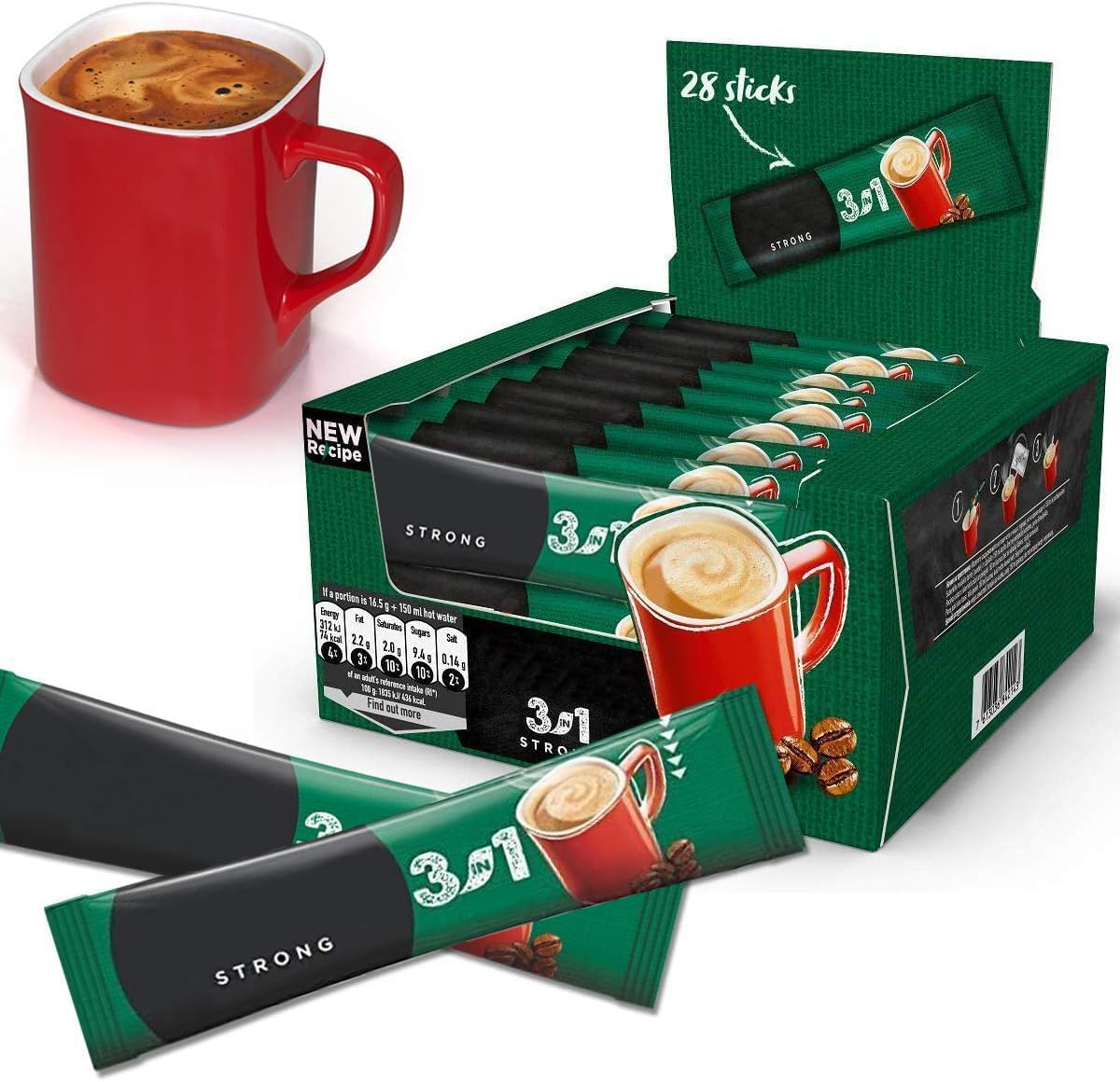 3-in-1 Strong Instant Coffee Sachets - 224 Single Servings