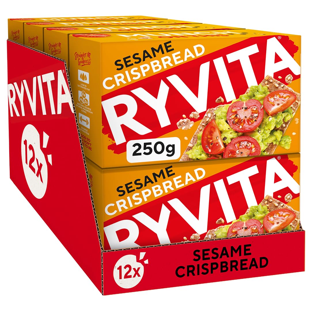 Ryvita Sesame Wholegrain Rye Crispbread - High Fibre - 12 x 250g